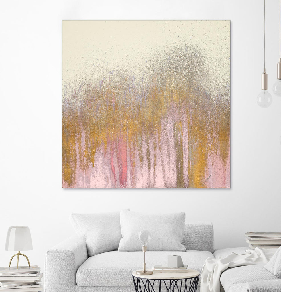 Pink Woods with Gold by Roberto Gonzalez on GIANT ART - pink,gold abstract
