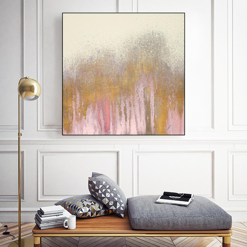 Pink Woods with Gold by Roberto Gonzalez on GIANT ART - pink,gold abstract