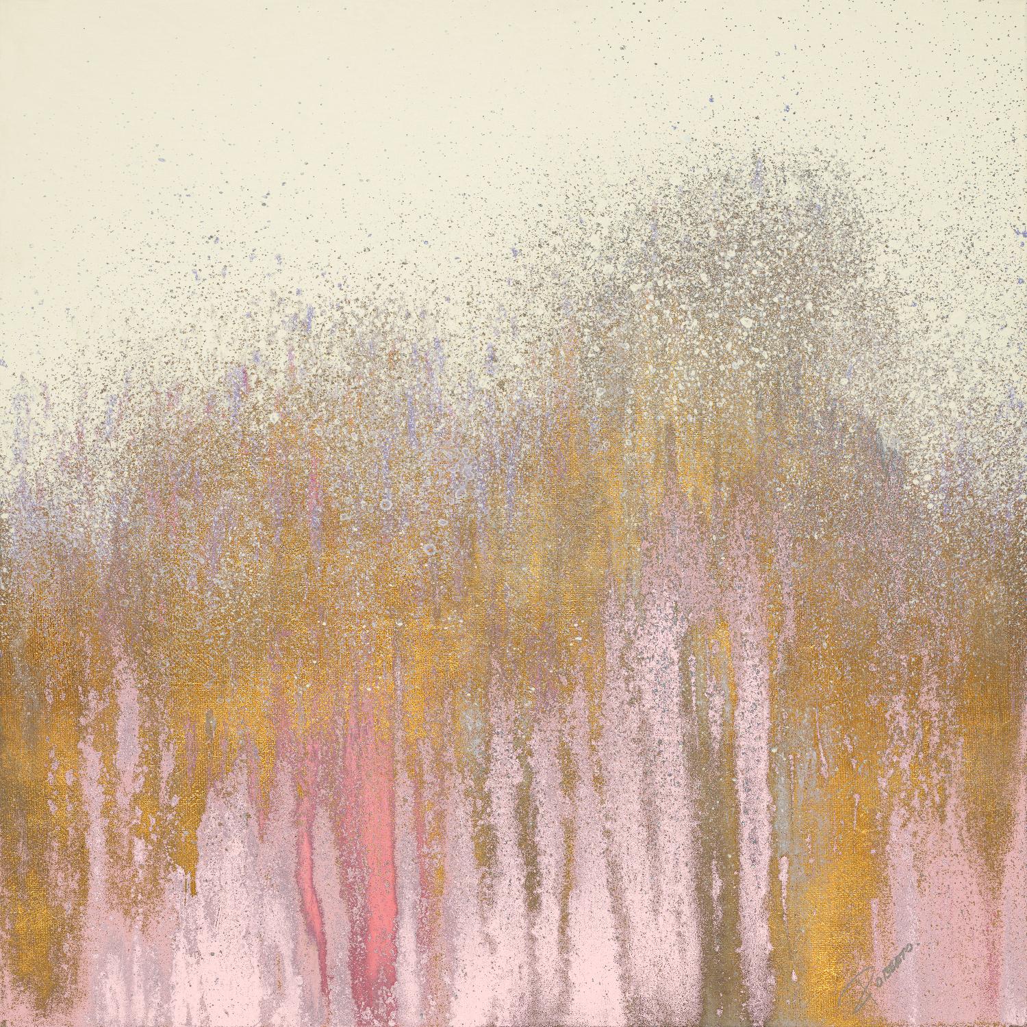 Pink Woods with Gold by Roberto Gonzalez on GIANT ART - pink,gold abstract