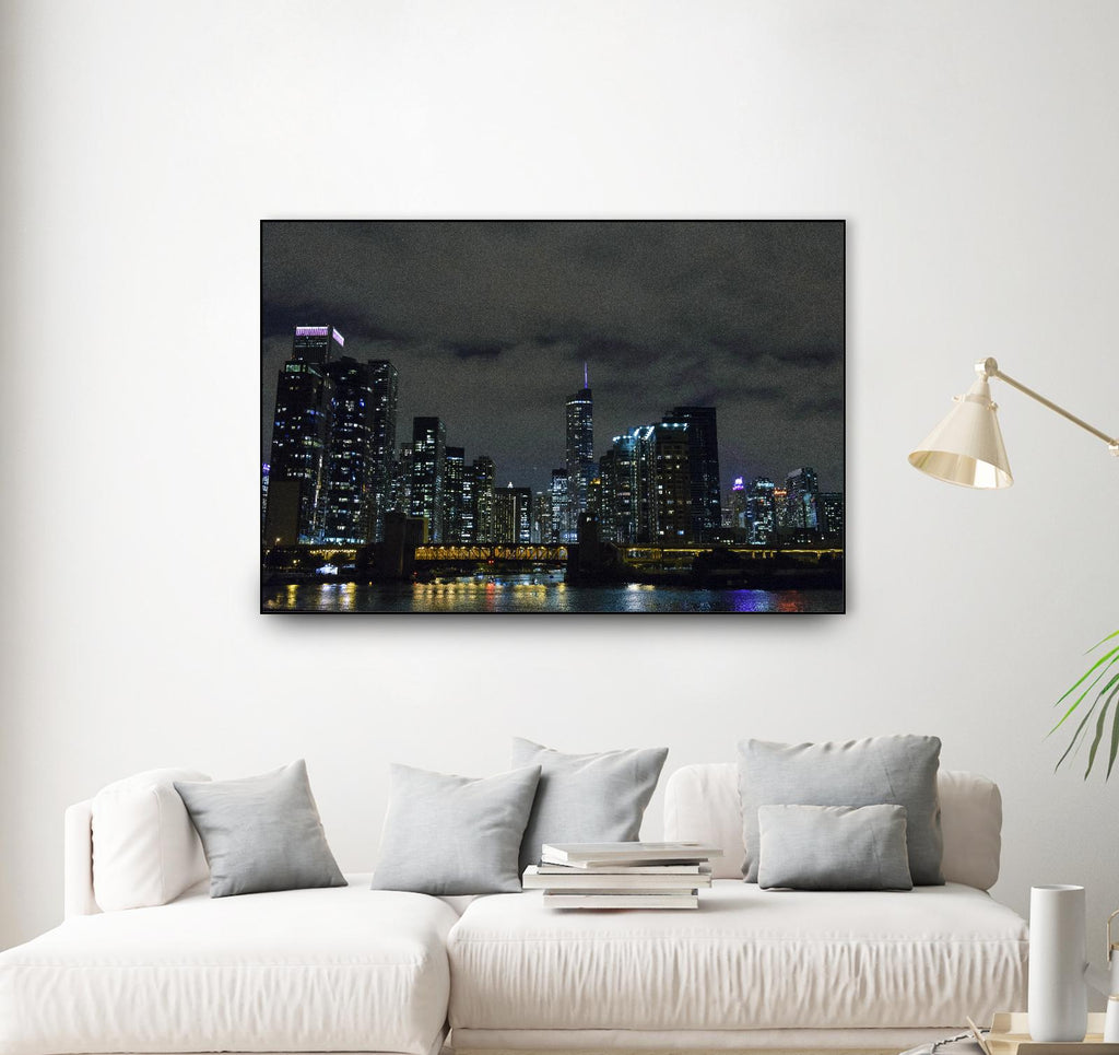 Nightscape by Nancy Crowell on GIANT ART - yellow city scene