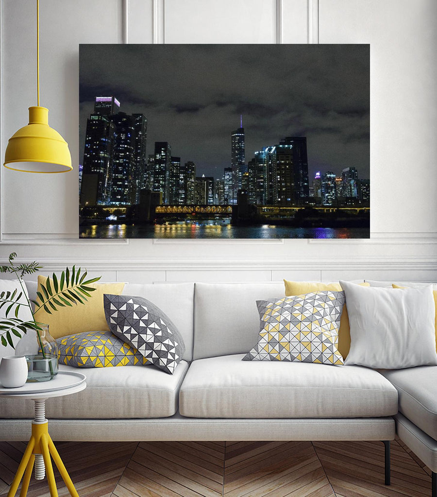Nightscape by Nancy Crowell on GIANT ART - yellow city scene