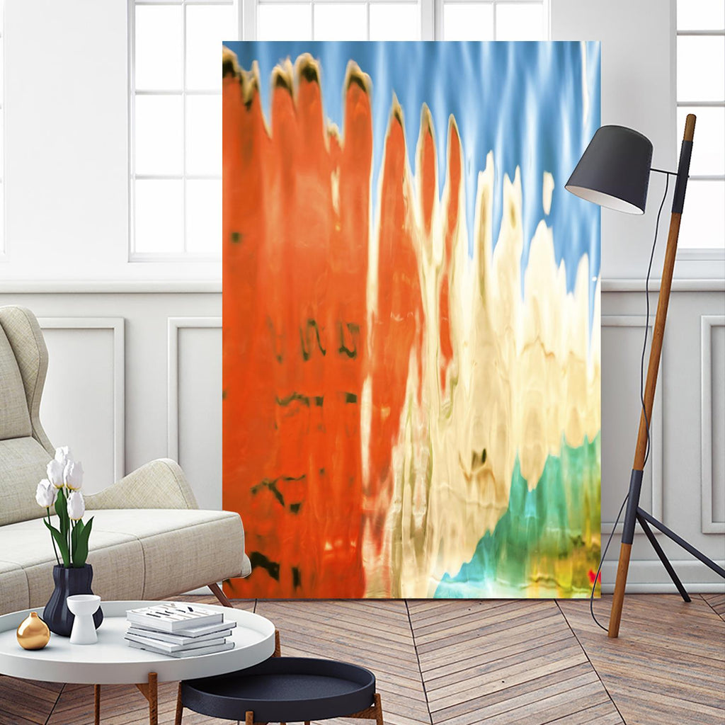 Boats in Reflection by Melissa McClain on GIANT ART - orange abstract