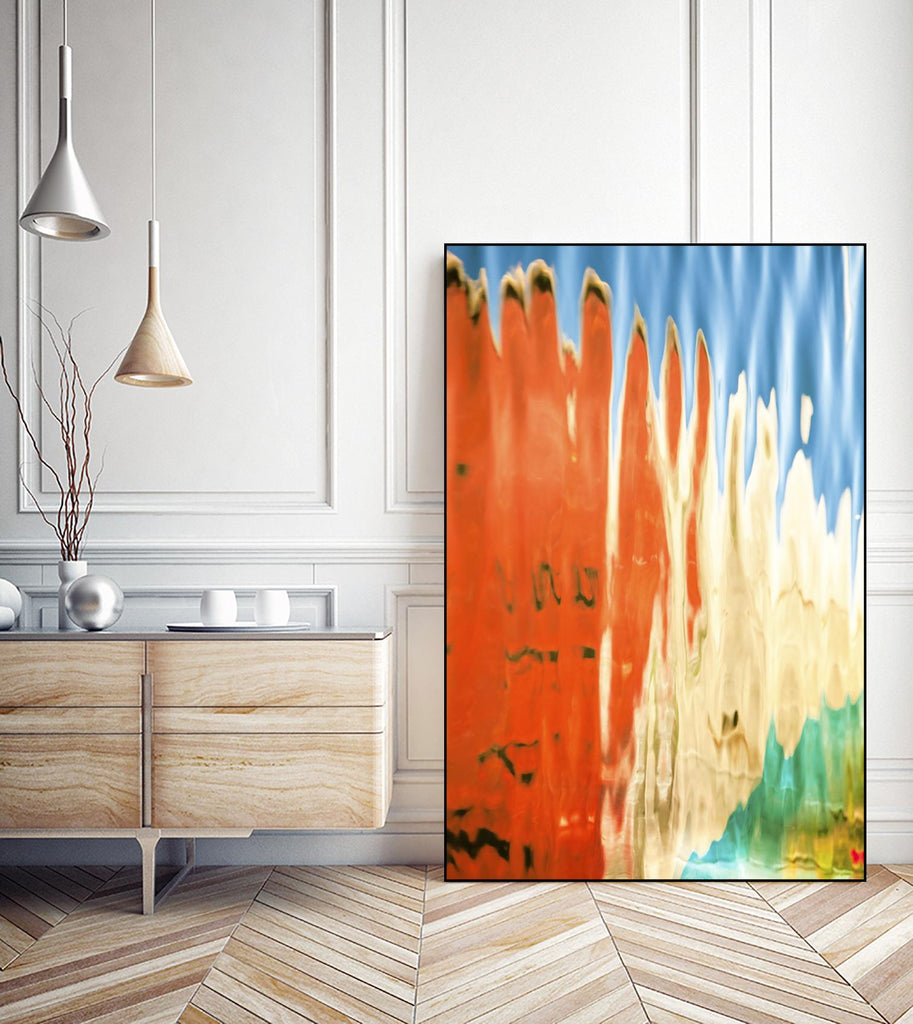 Boats in Reflection by Melissa McClain on GIANT ART - orange abstract