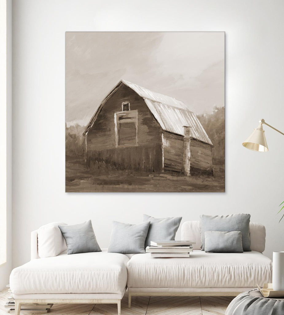 Red Barn by Liz Jardine on GIANT ART - blues, browns scenic
