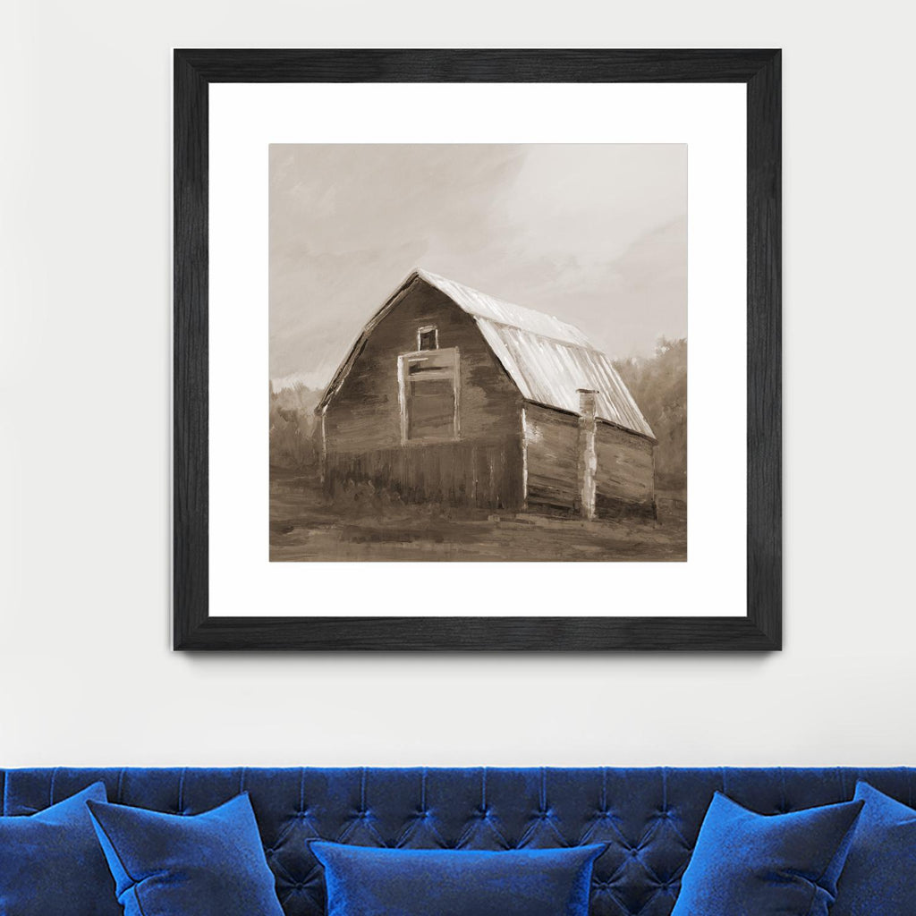 Red Barn by Liz Jardine on GIANT ART - blues, browns scenic