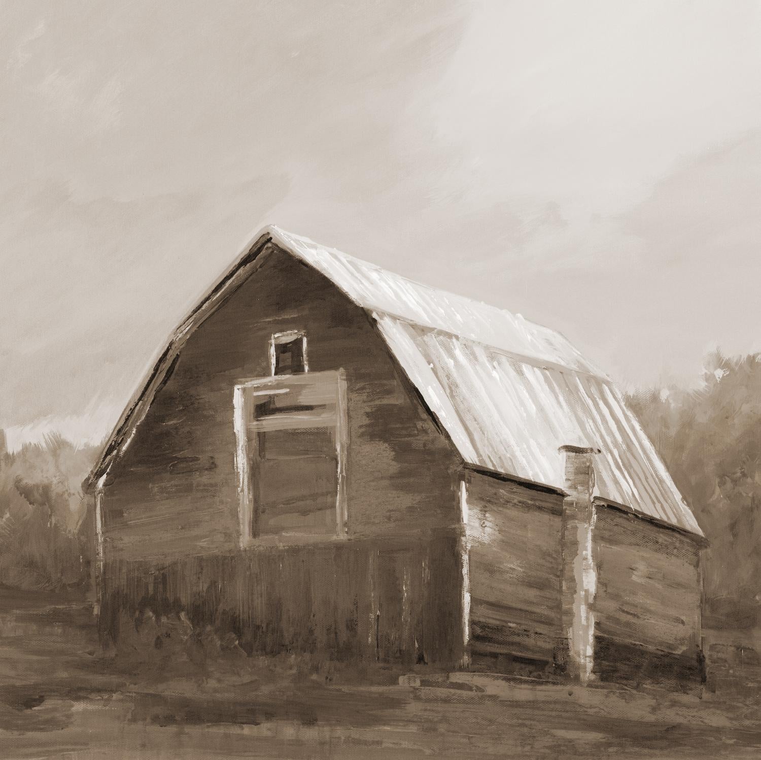 Red Barn by Liz Jardine on GIANT ART - blues, browns scenic