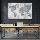 Map Of The World by Liz Jardine on GIANT ART - blue maps