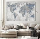 Map Of The World by Liz Jardine on GIANT ART - blue maps
