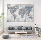 Map Of The World by Liz Jardine on GIANT ART - blue maps