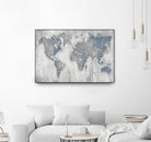 Map Of The World by Liz Jardine on GIANT ART - blue maps
