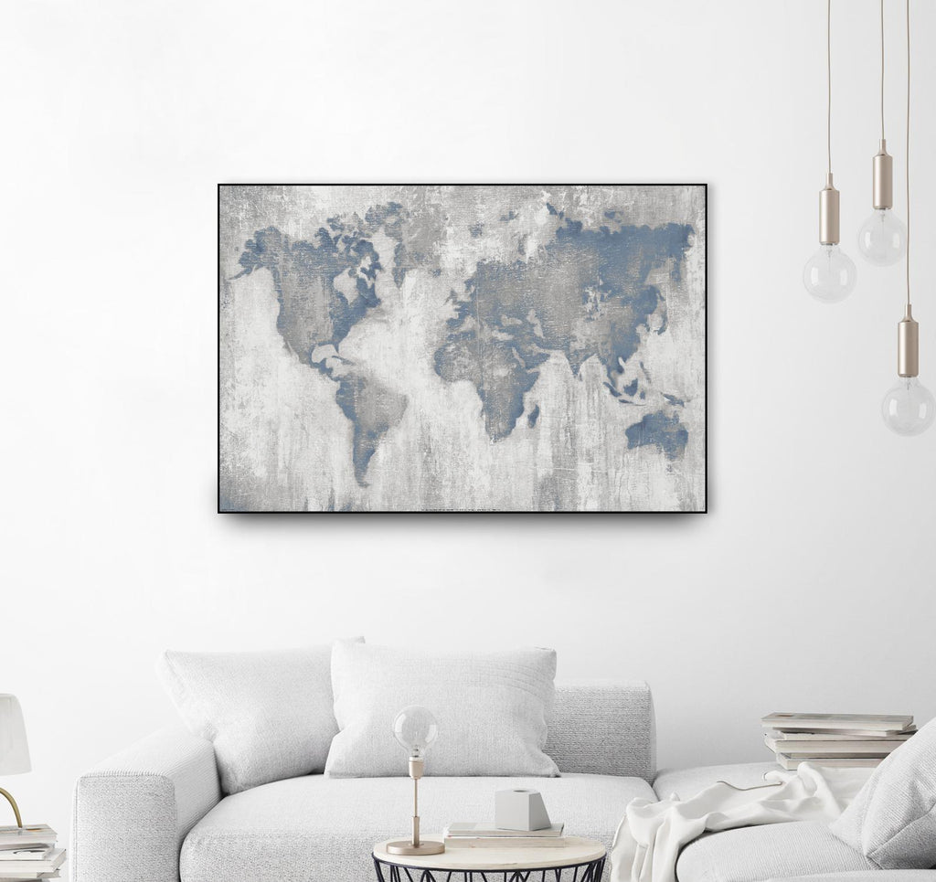 Carte du monde par Liz Jardine sur GIANT ART - cartes bleues