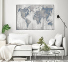 Map Of The World by Liz Jardine on GIANT ART - blue maps