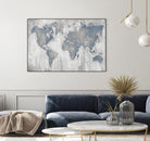 Map Of The World by Liz Jardine on GIANT ART - blue maps