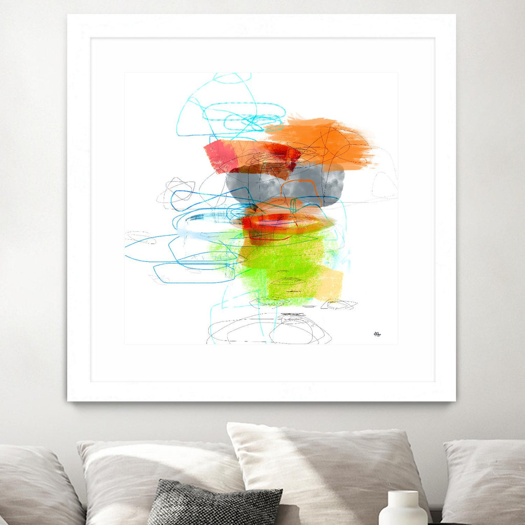Loving Life IV par Lisa Ridgers sur GIANT ART - oranges, verts abstraits