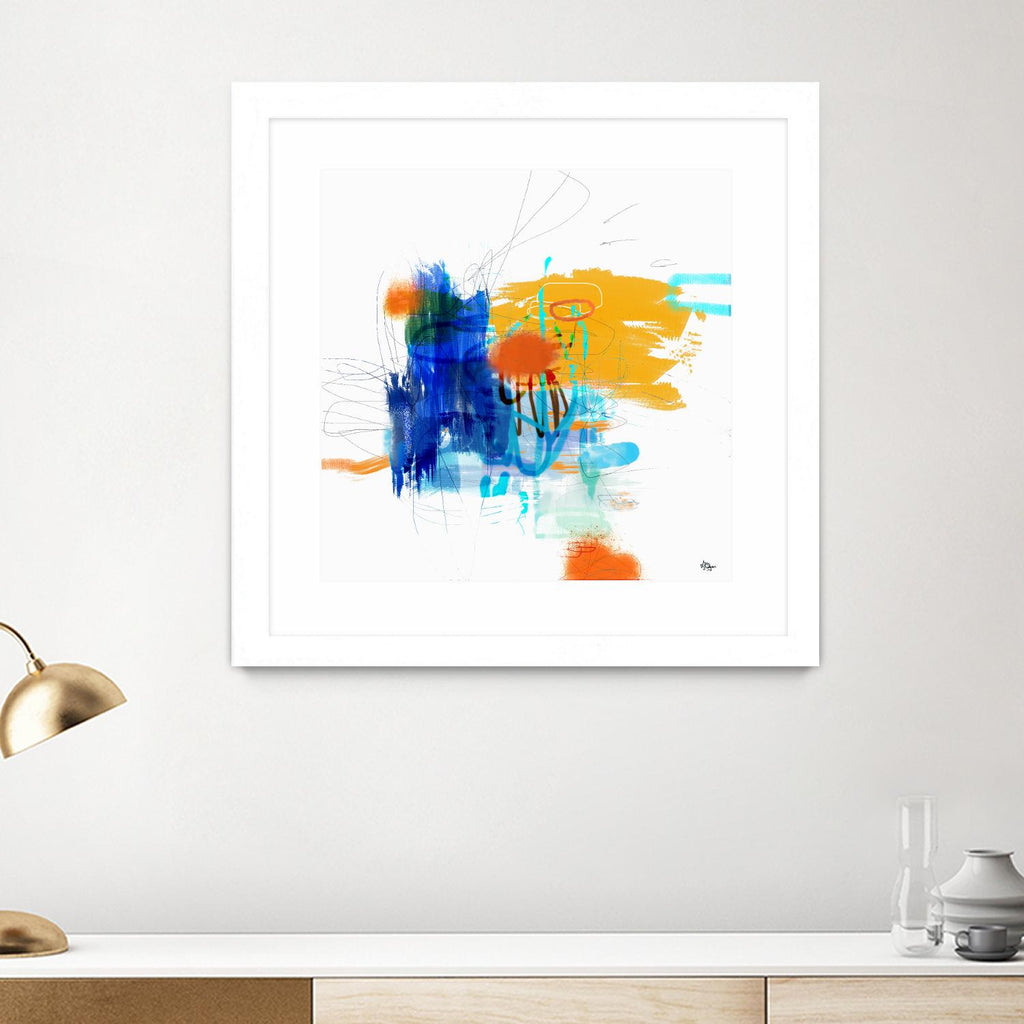 Loving Life VI par Lisa Ridgers sur GIANT ART - jaunes, bleus abstraits
