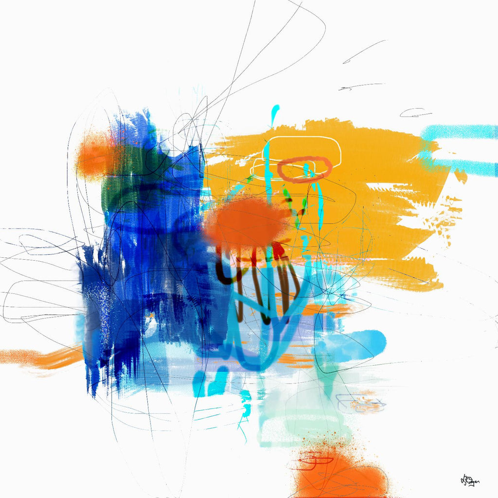 Loving Life VI par Lisa Ridgers sur GIANT ART - jaunes, bleus abstraits