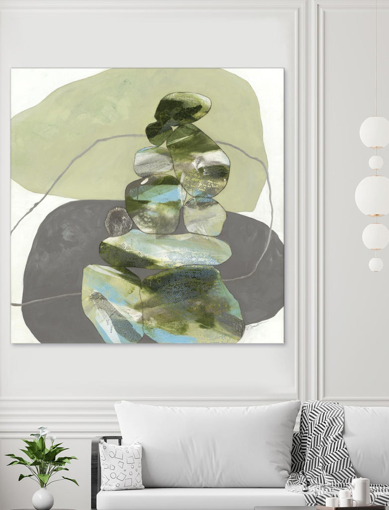 Green Cairns III par Ruth Fromstein sur GIANT ART - verts formes organiques