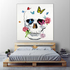 Butterfly Flower Skull by Randy Hibberd on GIANT ART - pink contemporary