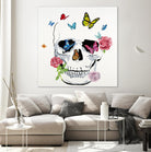 Butterfly Flower Skull by Randy Hibberd on GIANT ART - pink contemporary