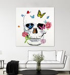 Butterfly Flower Skull by Randy Hibberd on GIANT ART - pink contemporary