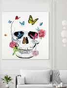 Butterfly Flower Skull by Randy Hibberd on GIANT ART - pink contemporary
