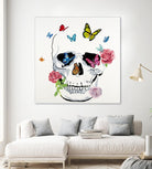 Butterfly Flower Skull by Randy Hibberd on GIANT ART - pink contemporary