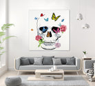 Butterfly Flower Skull by Randy Hibberd on GIANT ART - pink contemporary