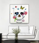 Butterfly Flower Skull by Randy Hibberd on GIANT ART - pink contemporary