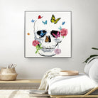 Butterfly Flower Skull by Randy Hibberd on GIANT ART - pink contemporary