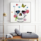 Butterfly Flower Skull by Randy Hibberd on GIANT ART - pink contemporary