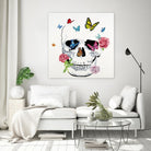 Butterfly Flower Skull by Randy Hibberd on GIANT ART - pink contemporary