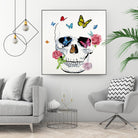 Butterfly Flower Skull by Randy Hibberd on GIANT ART - pink contemporary