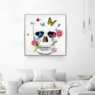 Butterfly Flower Skull by Randy Hibberd on GIANT ART - pink contemporary