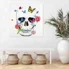 Butterfly Flower Skull by Randy Hibberd on GIANT ART - pink contemporary