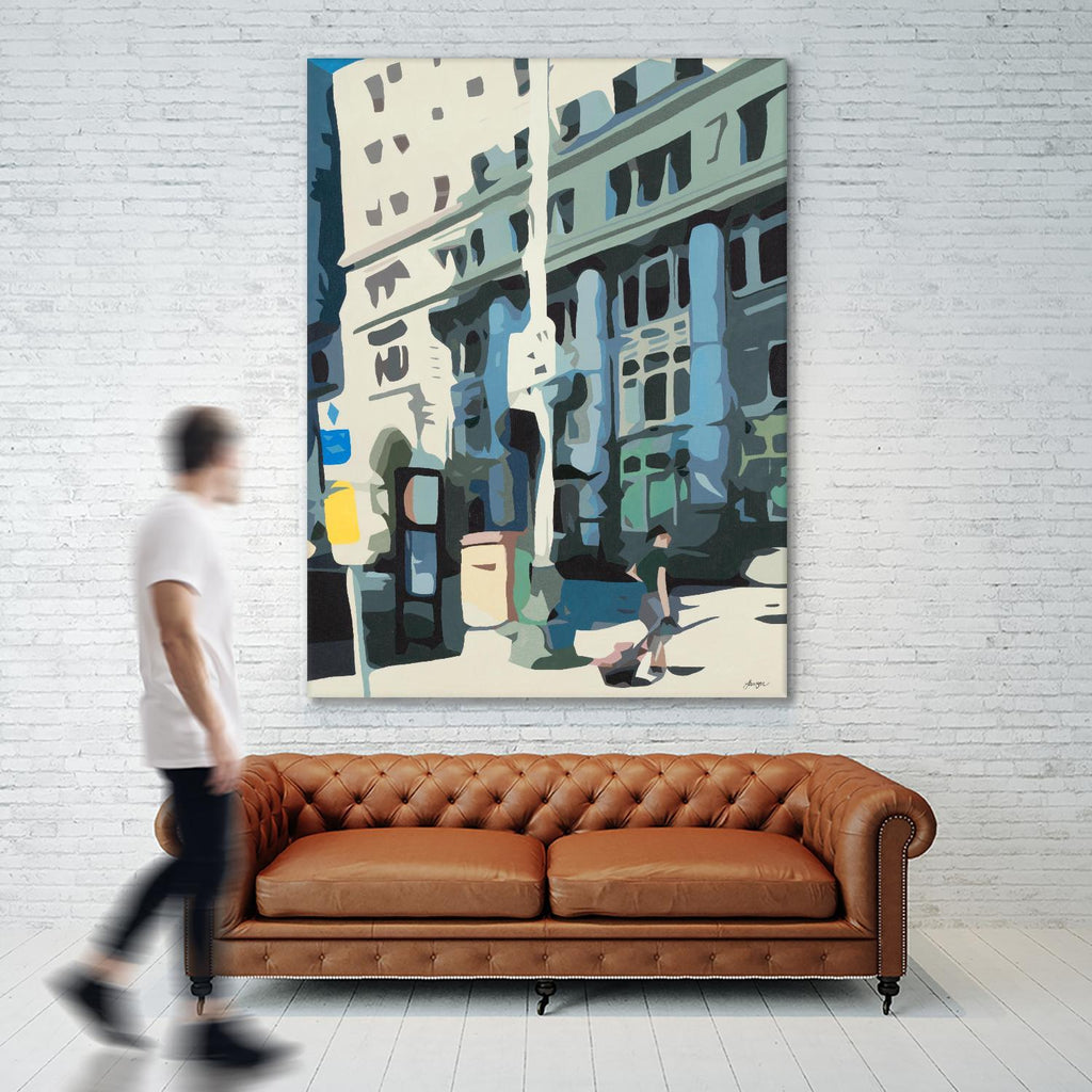 Alone Downtown by Beth Ann Lawson on GIANT ART - whites & creams cityscapes city