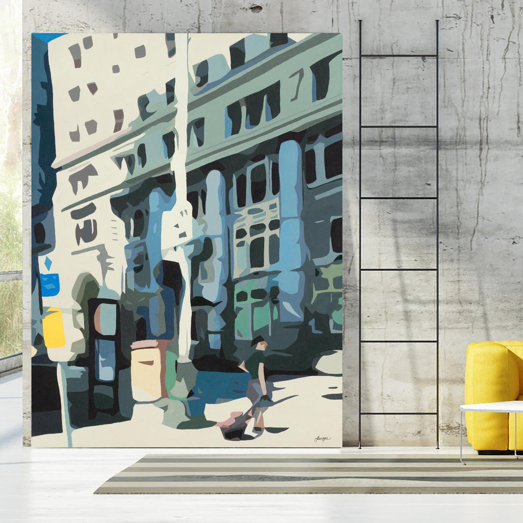 Alone Downtown par Beth Ann Lawson sur GIANT ART - blancs et crèmes paysages urbains ville