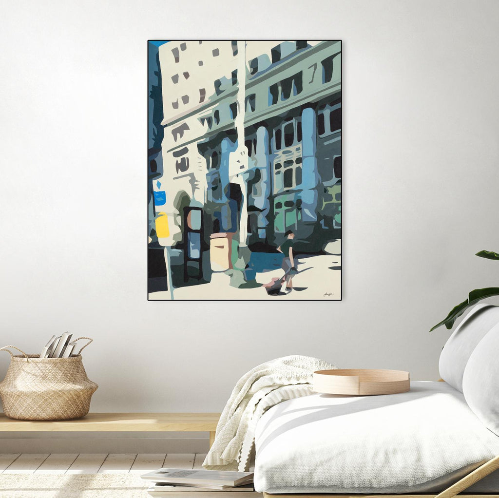 Alone Downtown by Beth Ann Lawson on GIANT ART - whites & creams cityscapes city