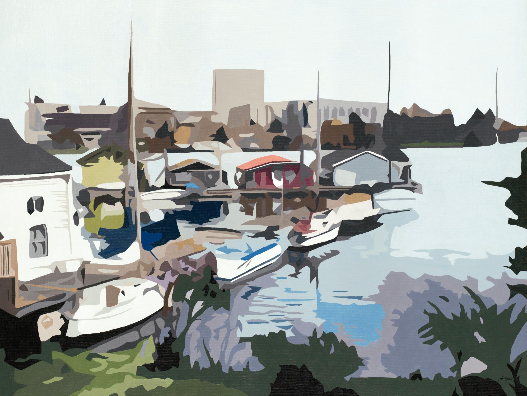 TUESDAY AFTERNOON ON PORTAGE BAY by Bethann Lawson on GIANT ART - blue coastal waterway