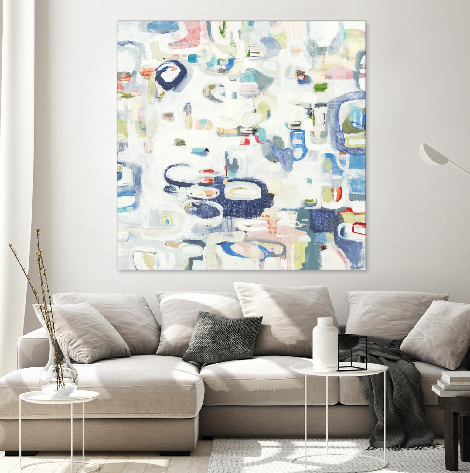 Retroactive by Lisa Ridgers on GIANT ART - whites & creams, blues abstract, geometric shapes