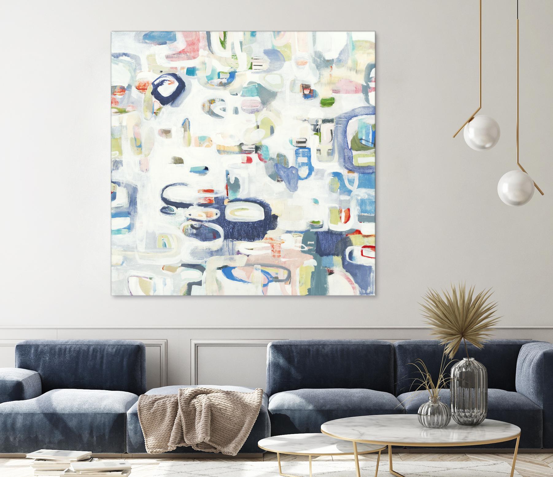 Retroactive by Lisa Ridgers on GIANT ART - whites & creams, blues abstract, geometric shapes