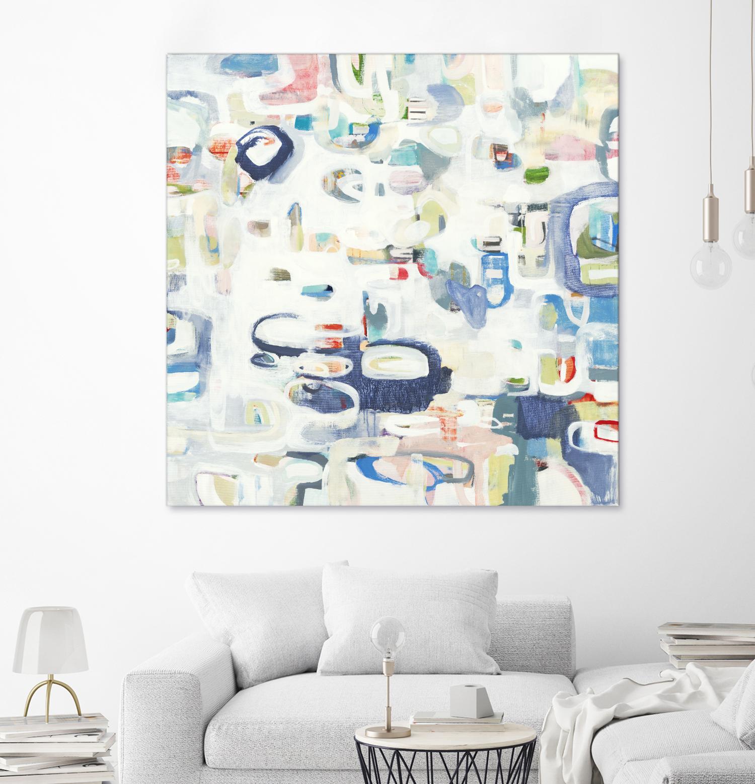 Retroactive by Lisa Ridgers on GIANT ART - whites & creams, blues abstract, geometric shapes