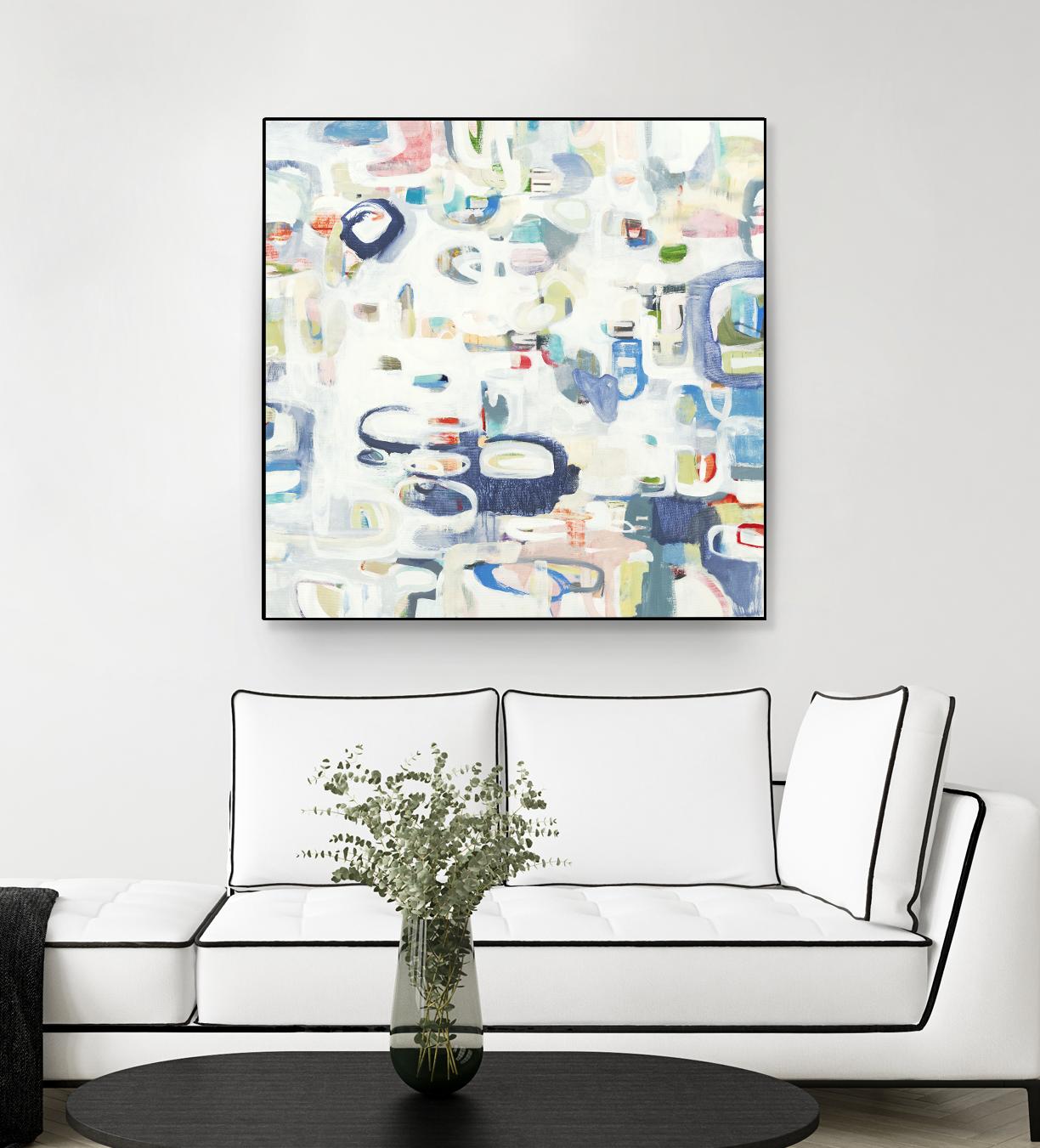 Retroactive by Lisa Ridgers on GIANT ART - whites & creams, blues abstract, geometric shapes