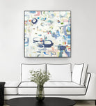 Retroactive by Lisa Ridgers on GIANT ART - whites & creams, blues abstract, geometric shapes