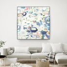 Retroactive by Lisa Ridgers on GIANT ART - whites & creams, blues abstract, geometric shapes