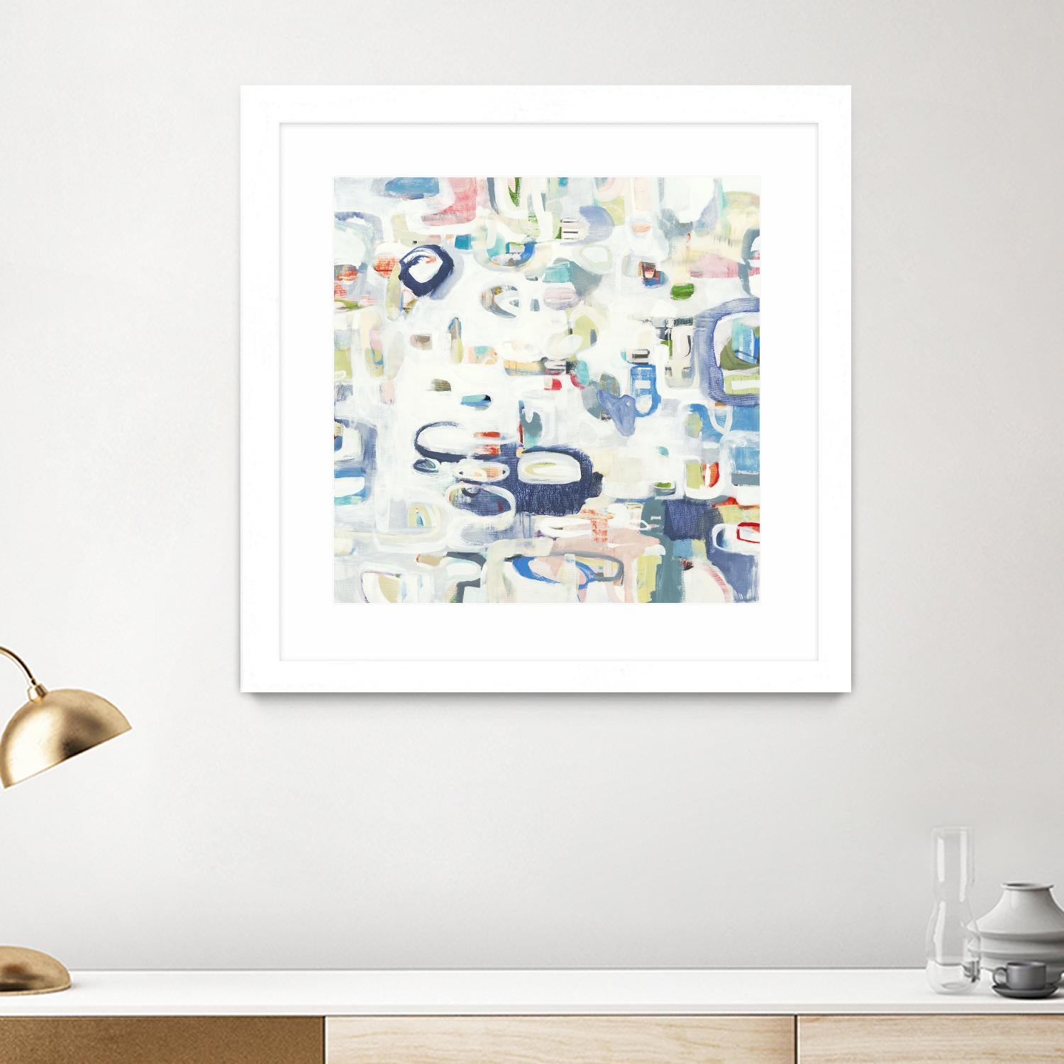 Retroactive by Lisa Ridgers on GIANT ART - whites & creams, blues abstract, geometric shapes