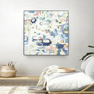 Retroactive by Lisa Ridgers on GIANT ART - whites & creams, blues abstract, geometric shapes