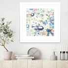 Retroactive by Lisa Ridgers on GIANT ART - whites & creams, blues abstract, geometric shapes