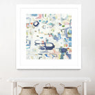 Retroactive by Lisa Ridgers on GIANT ART - whites & creams, blues abstract, geometric shapes