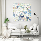 Retroactive by Lisa Ridgers on GIANT ART - whites & creams, blues abstract, geometric shapes