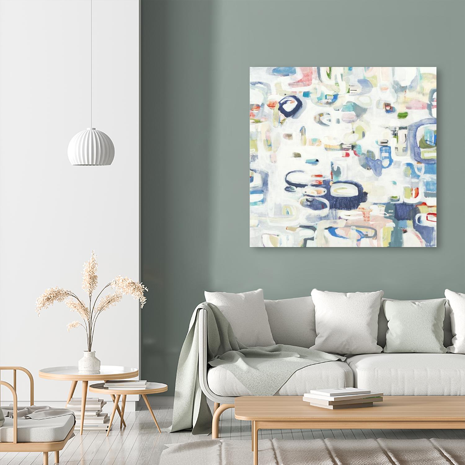 Retroactive by Lisa Ridgers on GIANT ART - whites & creams, blues abstract, geometric shapes